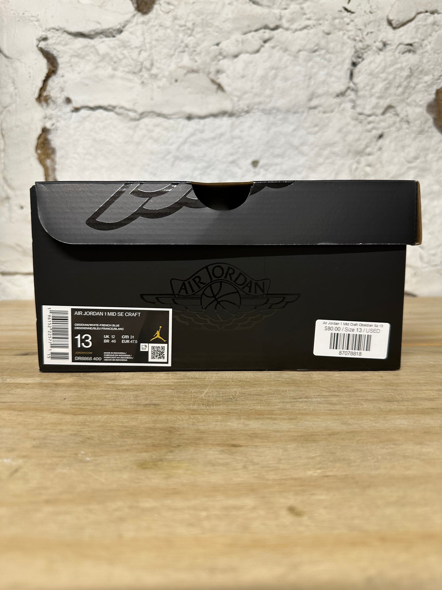 Air Jordan 1 Mid Craft Obsidian Sz 13