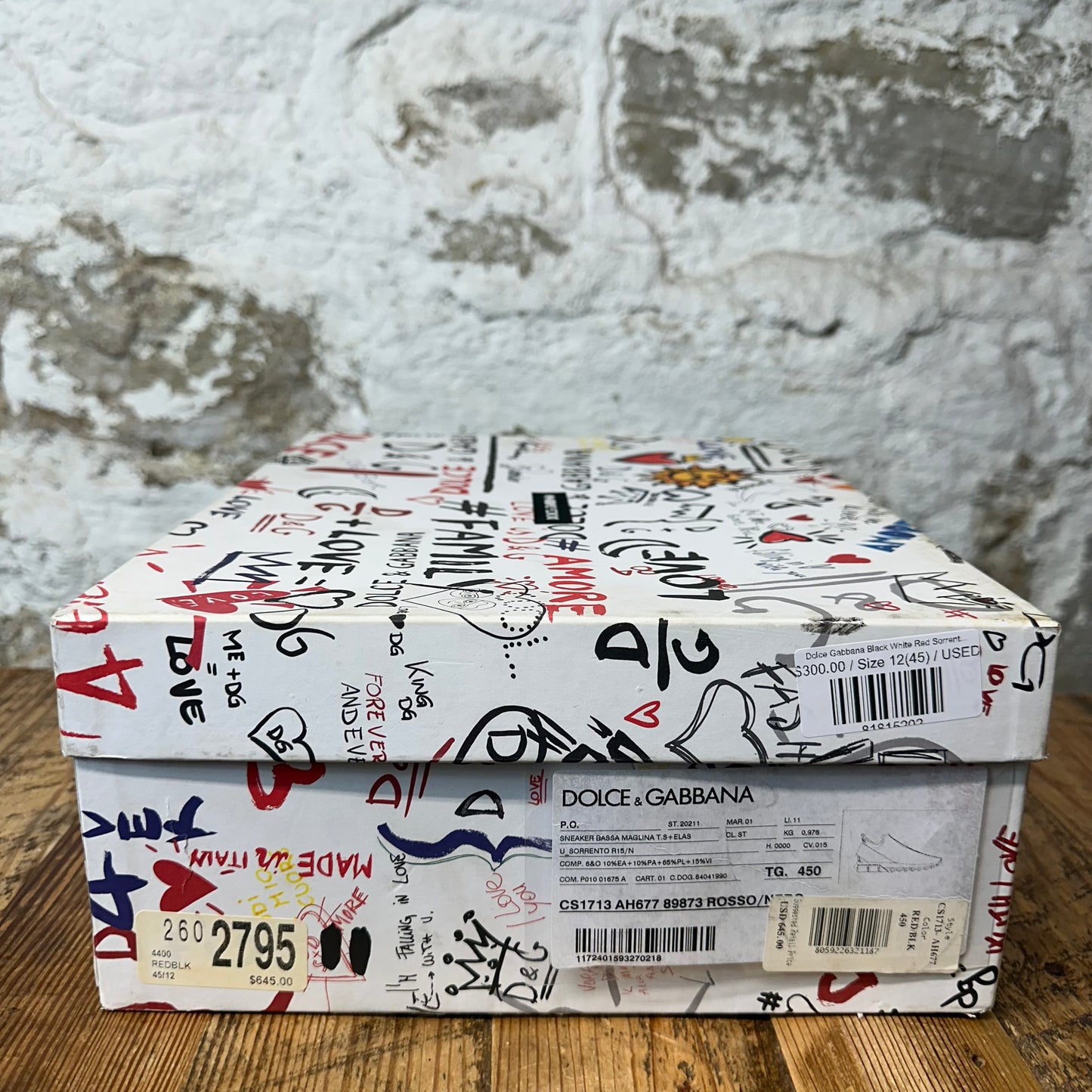 Dolce Gabbana Black White Red Sorrento Sneaker Sz 12 (45)