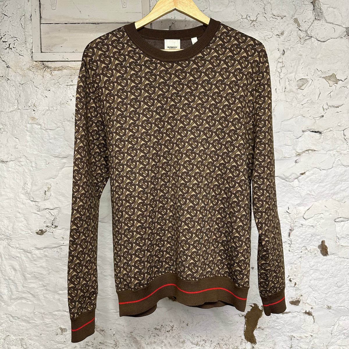 Burberry TB Monogram Crewneck Brown Sz M