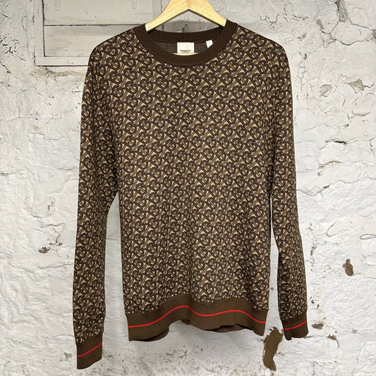 Burberry TB Monogram Crewneck Brown Sz M