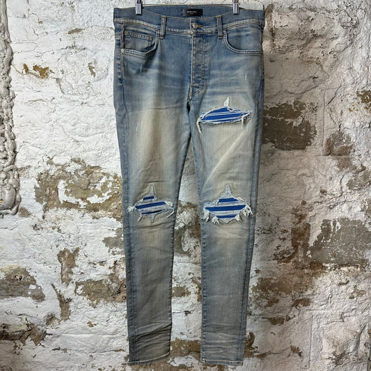 Amiri MX1 Blue Suede Blue Denim Jeans Sz 34