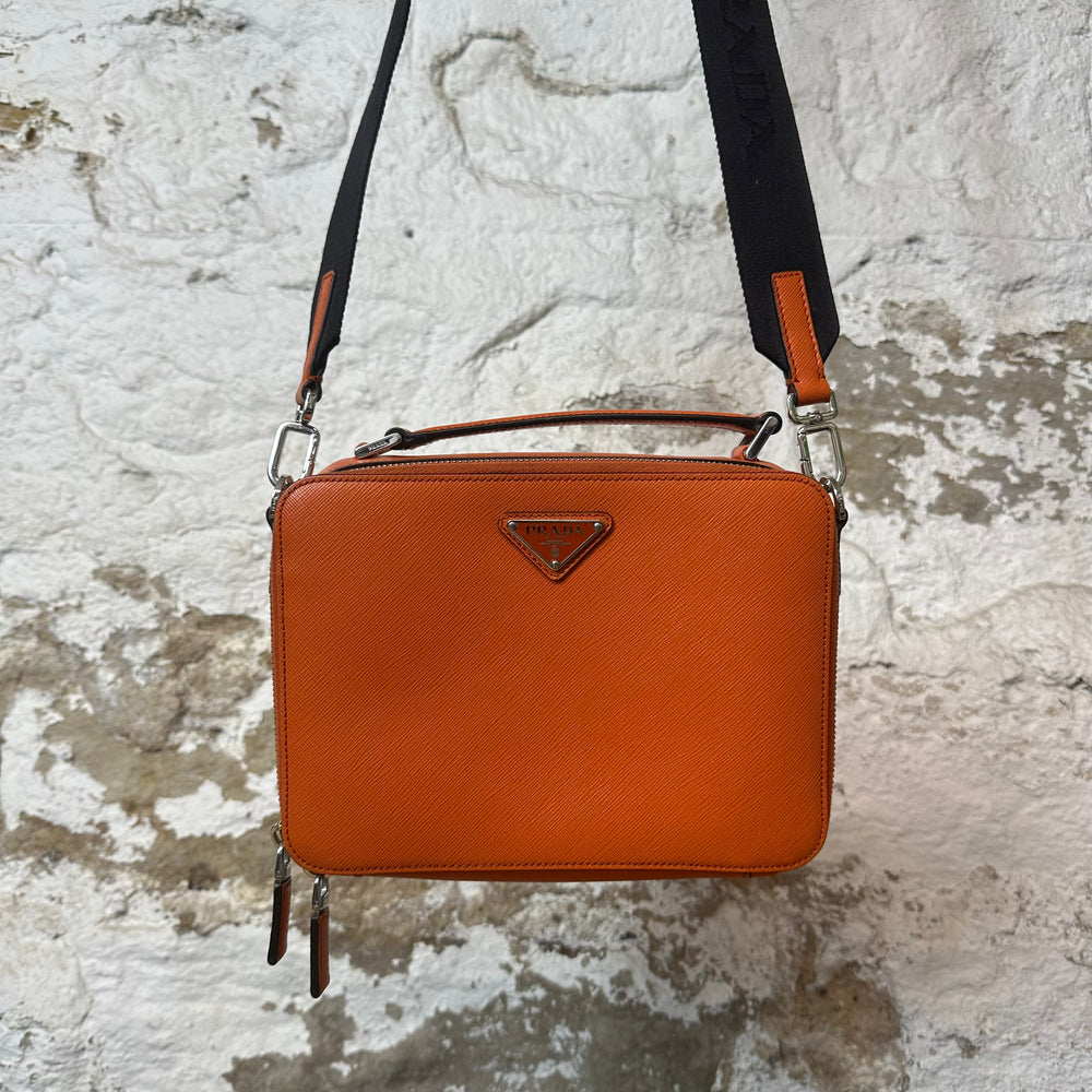 Prada Brique Saffiano Leather Orange Crossbody Bag