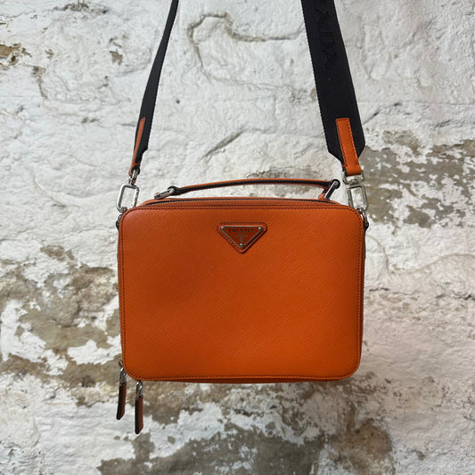 Prada Brique Saffiano Leather Orange Crossbody Bag