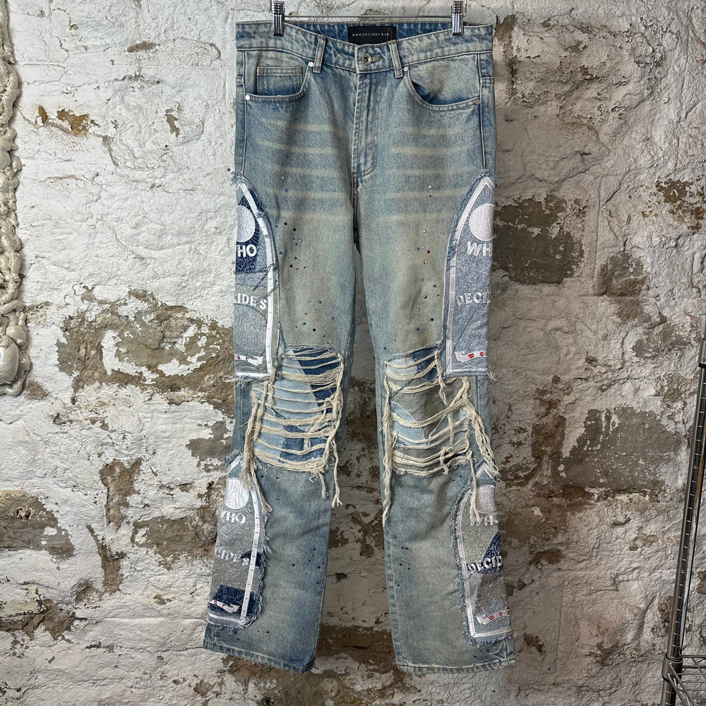 Who Decides War Sky Blown Blue Denim Jeans Sz 30
