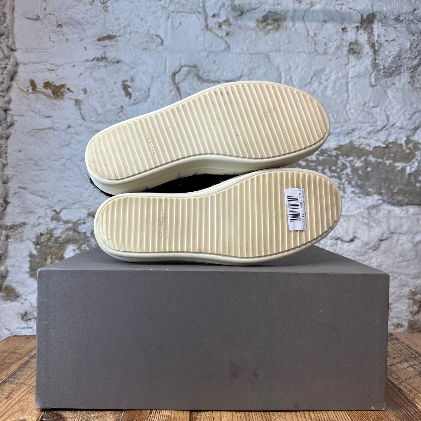 Rick Owens High Pony Hair Black Milk Sneaker Sz 11 (44)