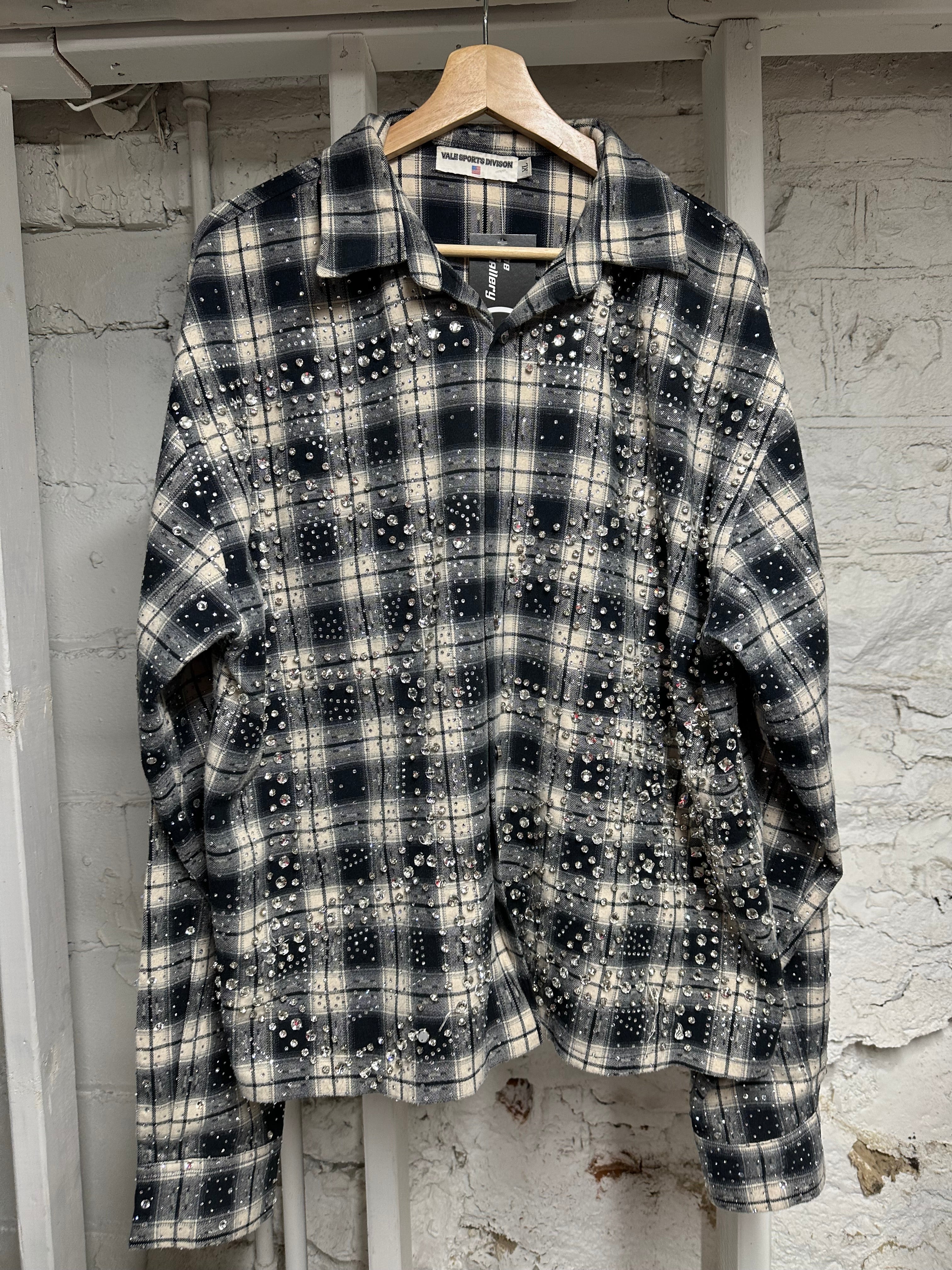 Vale Tan Black Rhinestones Flannel Sz XL