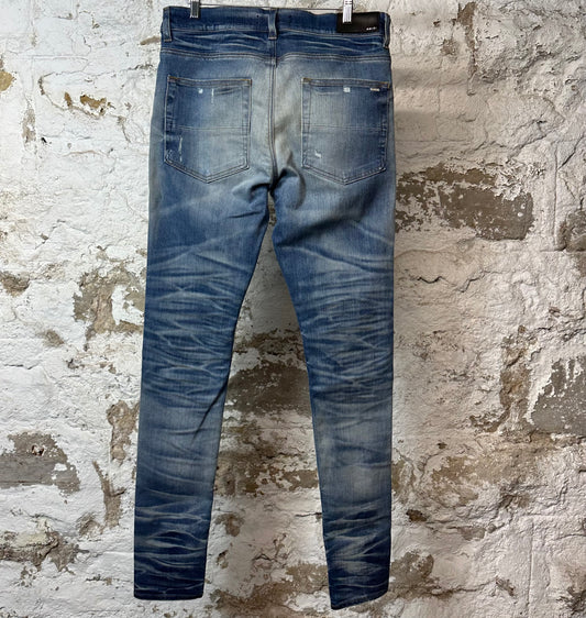 Amiri Plain Blue Honeycomb Denim Jeans Sz 33