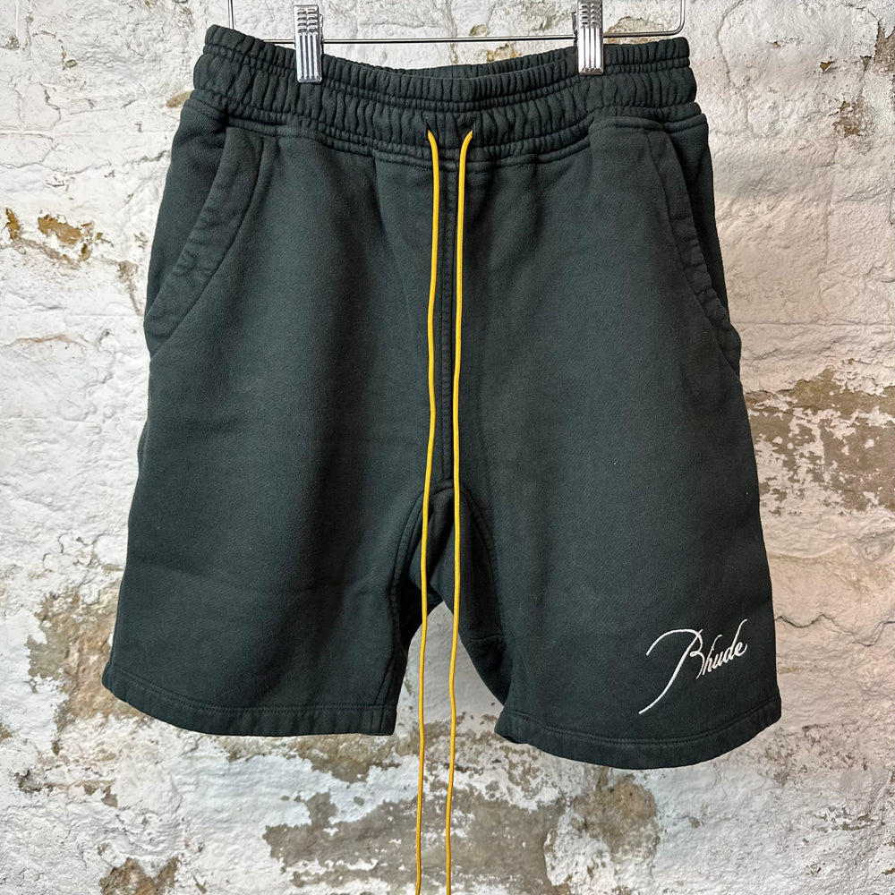 Rhude White Script Black Sweatshorts