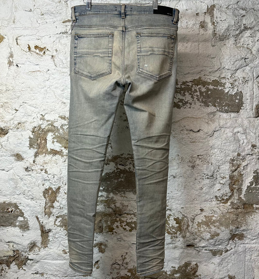 Amiri MX1 Dark Green Suede Blue Denim Jeans Sz 32