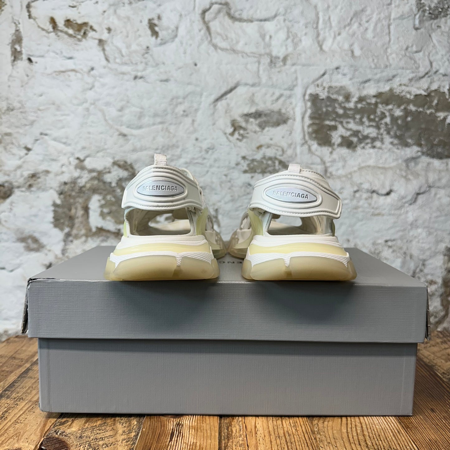 Balenciaga Track Strap White Clear Sandal Sz 6.5 (39)