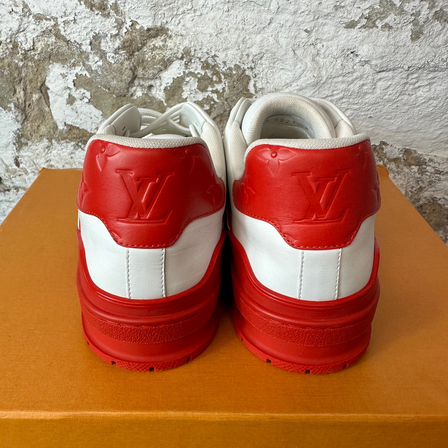 Louis Vuitton Trainer White Red Sz 9.5 (8LV)