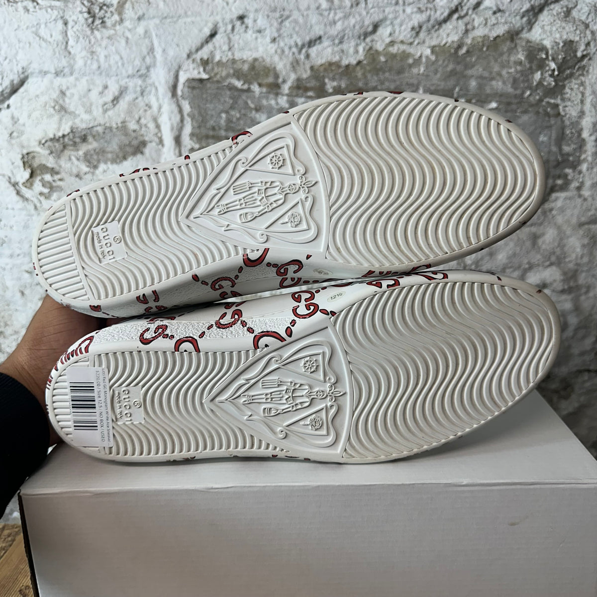 Gucci Red GG Monogram White Ace Sneaker Sz 12.5