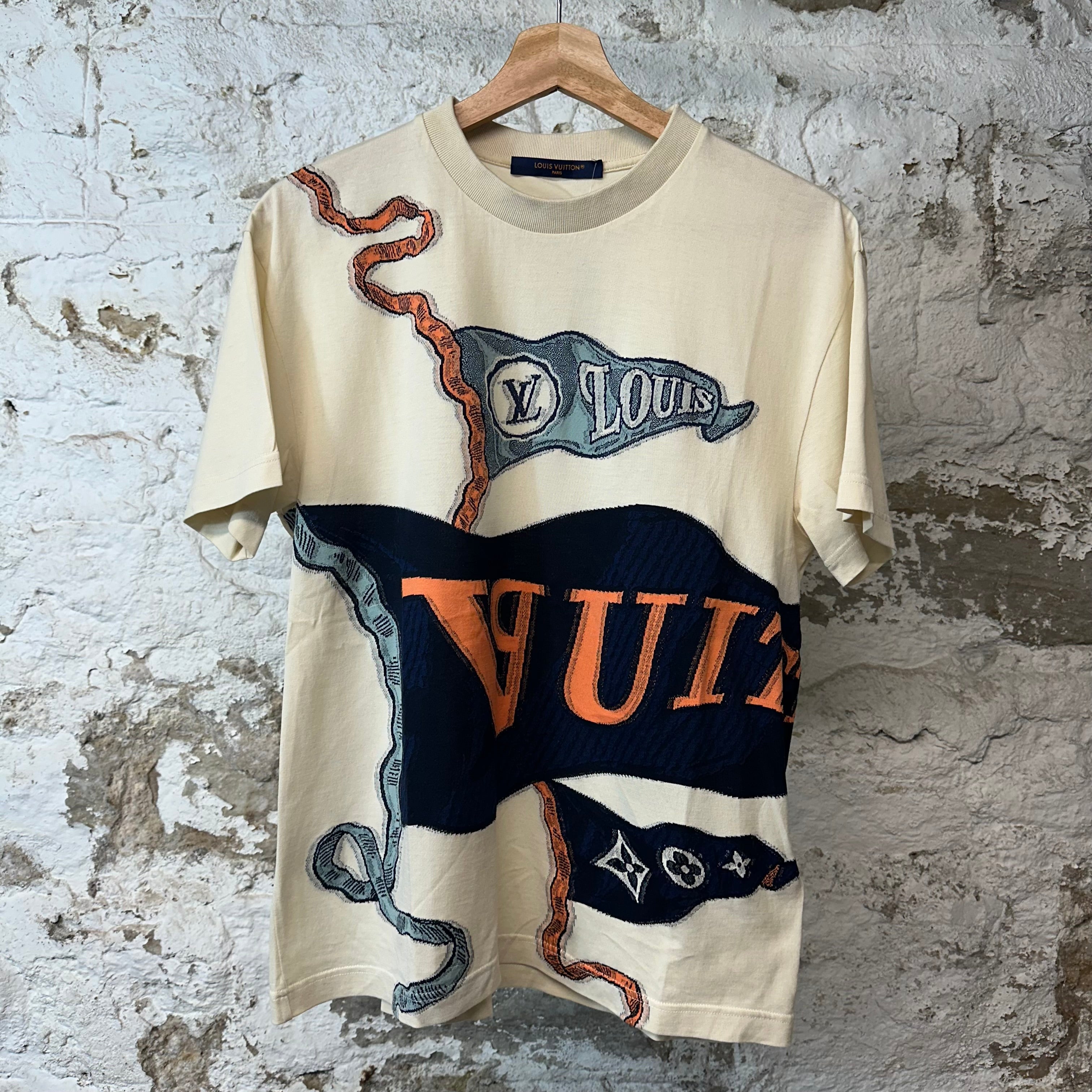 Louis Vuitton Intarsia Flag T-shirt Cream Sz S