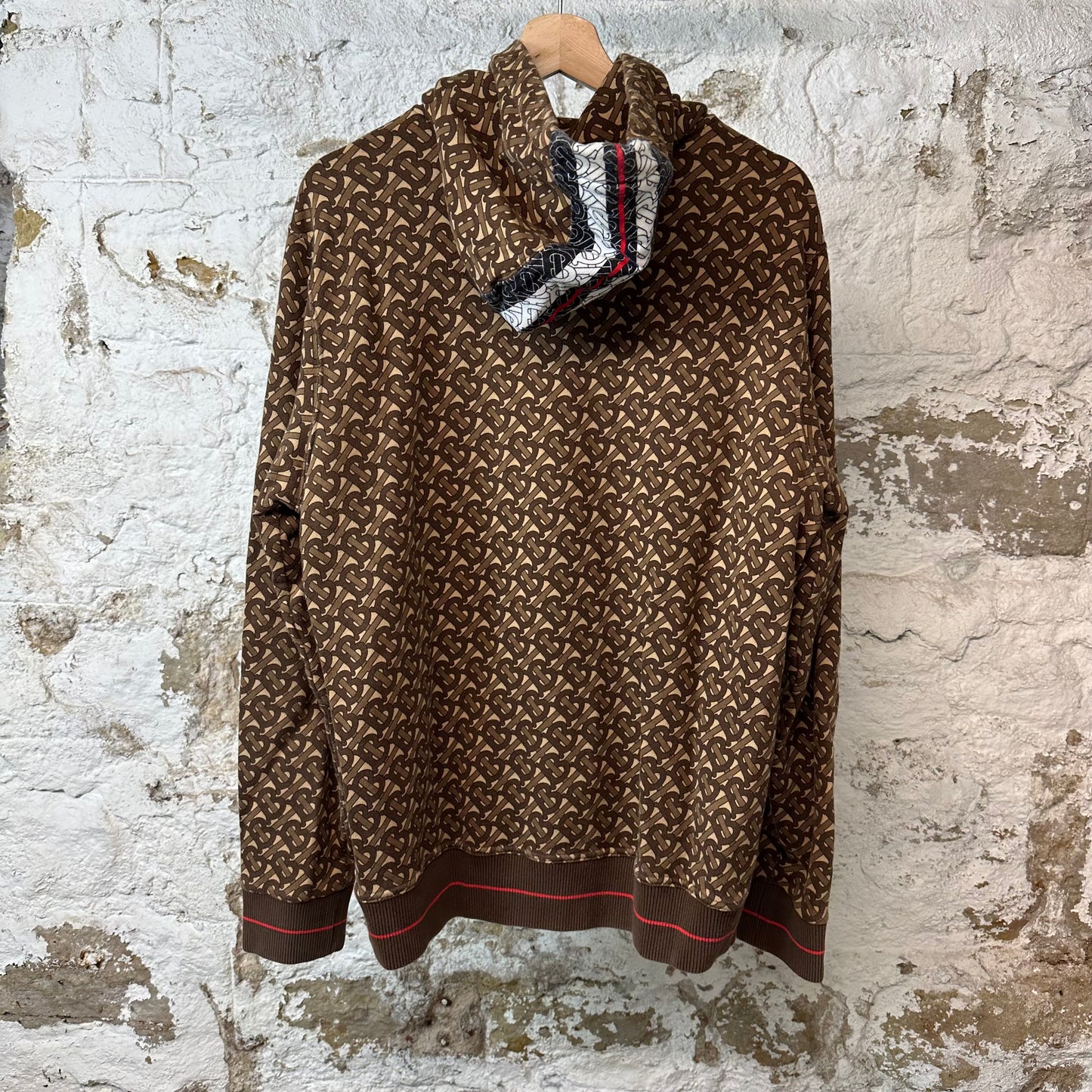 Burberry Brown Monogram Stripe Hoodie Sz M