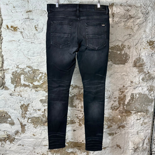 Amiri Knee Rip Faded Black Denim Jeans Sz 34
