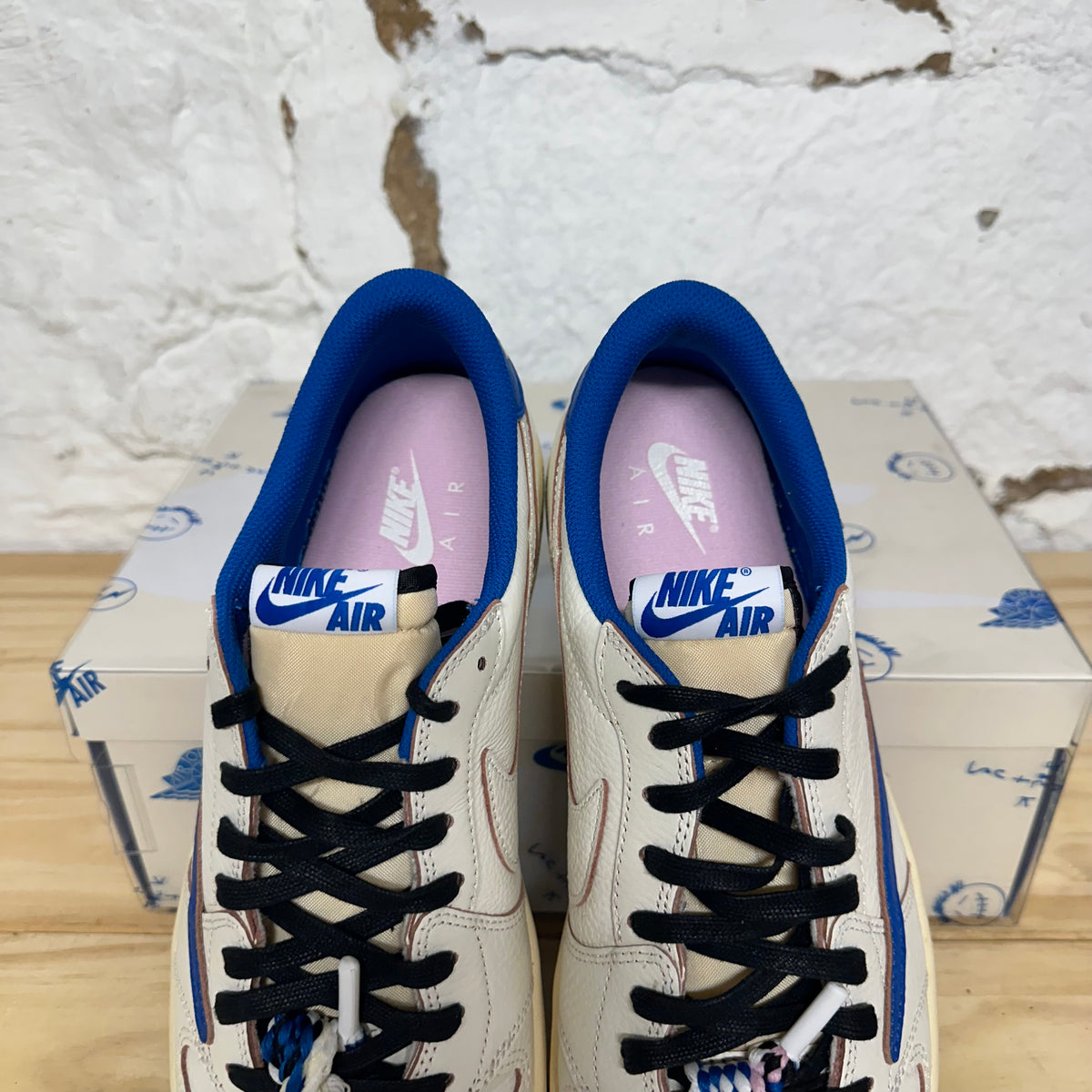 Air Jordan 1 Low Travis Scott Fragment Sail Military Blue Sz 13