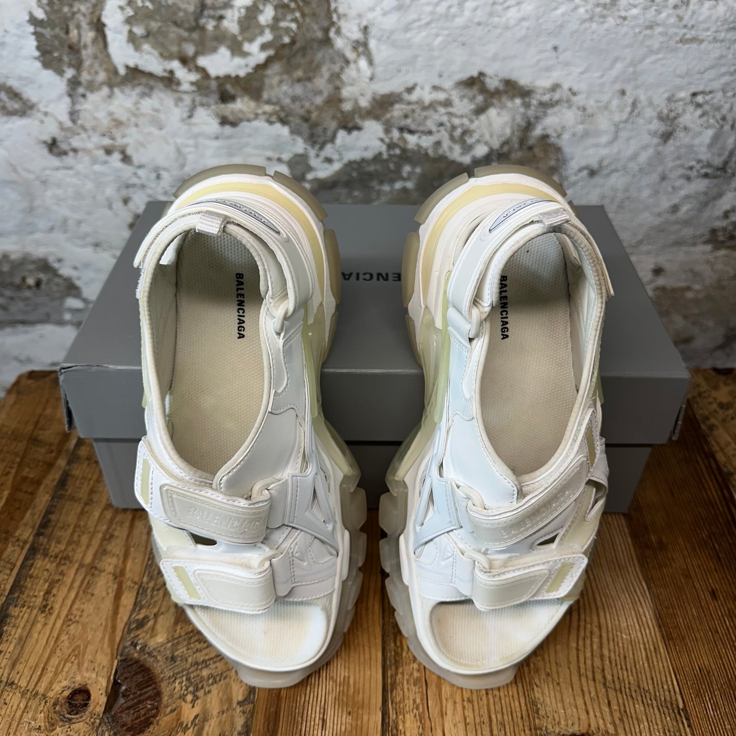 Balenciaga Track Strap White Clear Sandal Sz 6.5 (39)