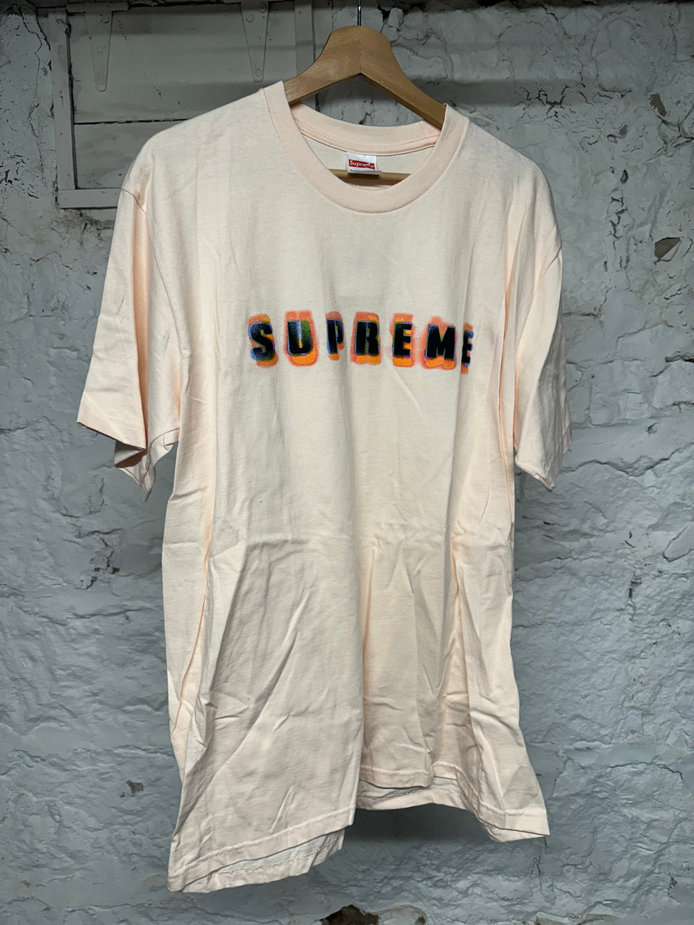 Supreme Pale Pink Stencil T-Shirt Sz L DS