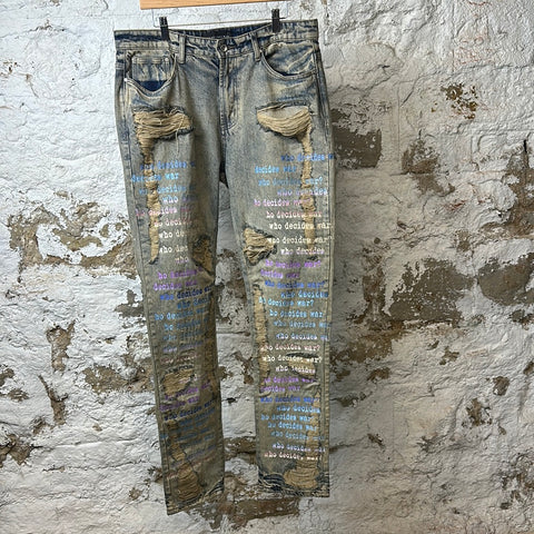 Who Decides War Washed Dirty Denim Jeans Sz 36