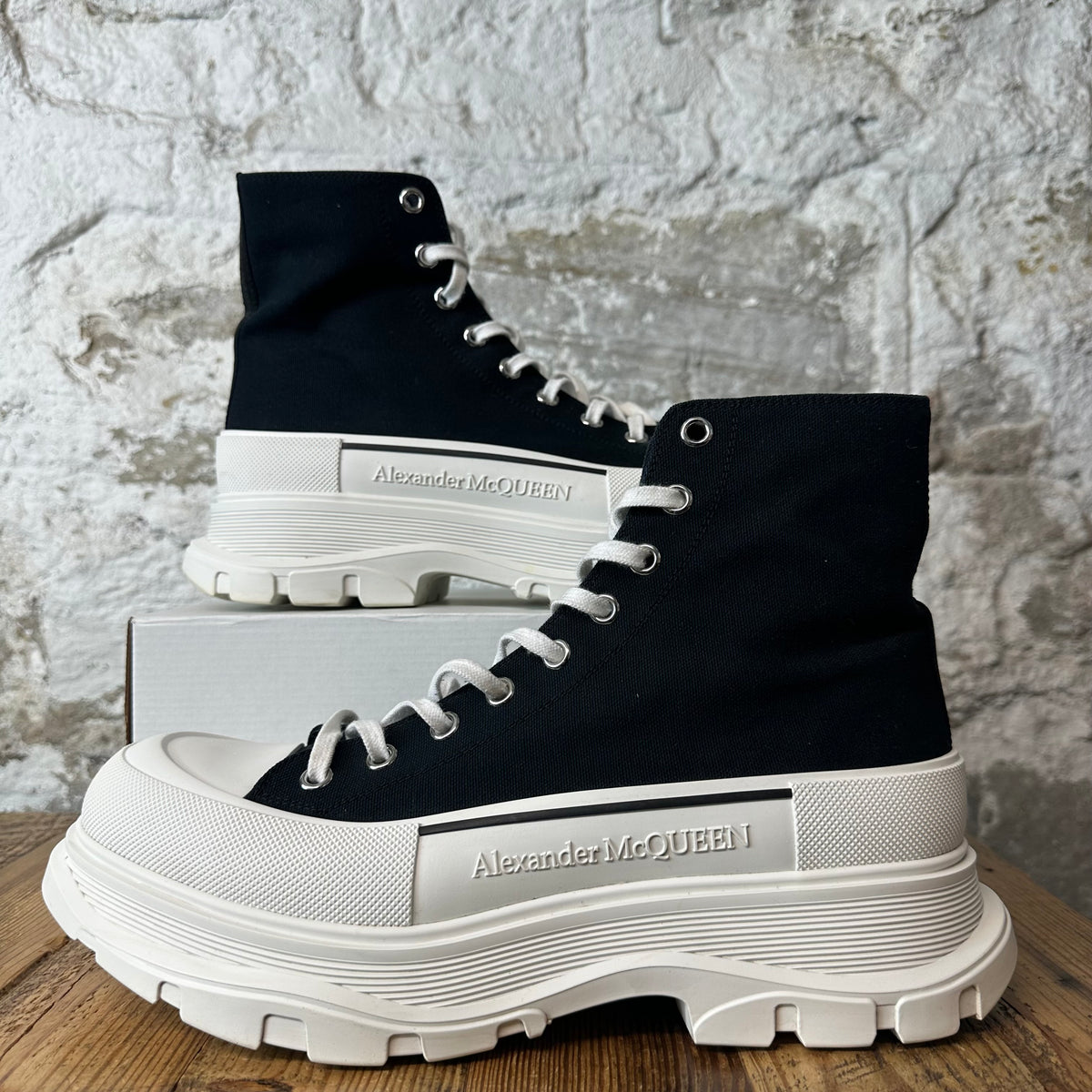 Alexander Mcqueen High Black White Tread Boot Sz 14 (47)