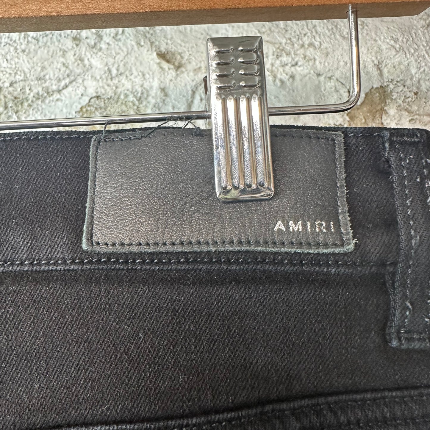 Amiri MX1 Silver Patch Black Denim Jeans Sz 32