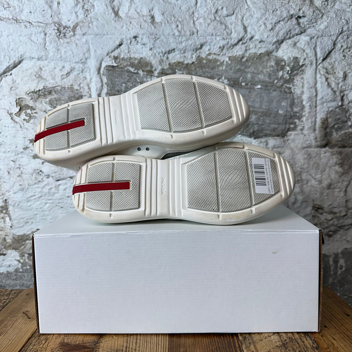 Prada Americas Cup White Patent Sneaker Sz 8.5