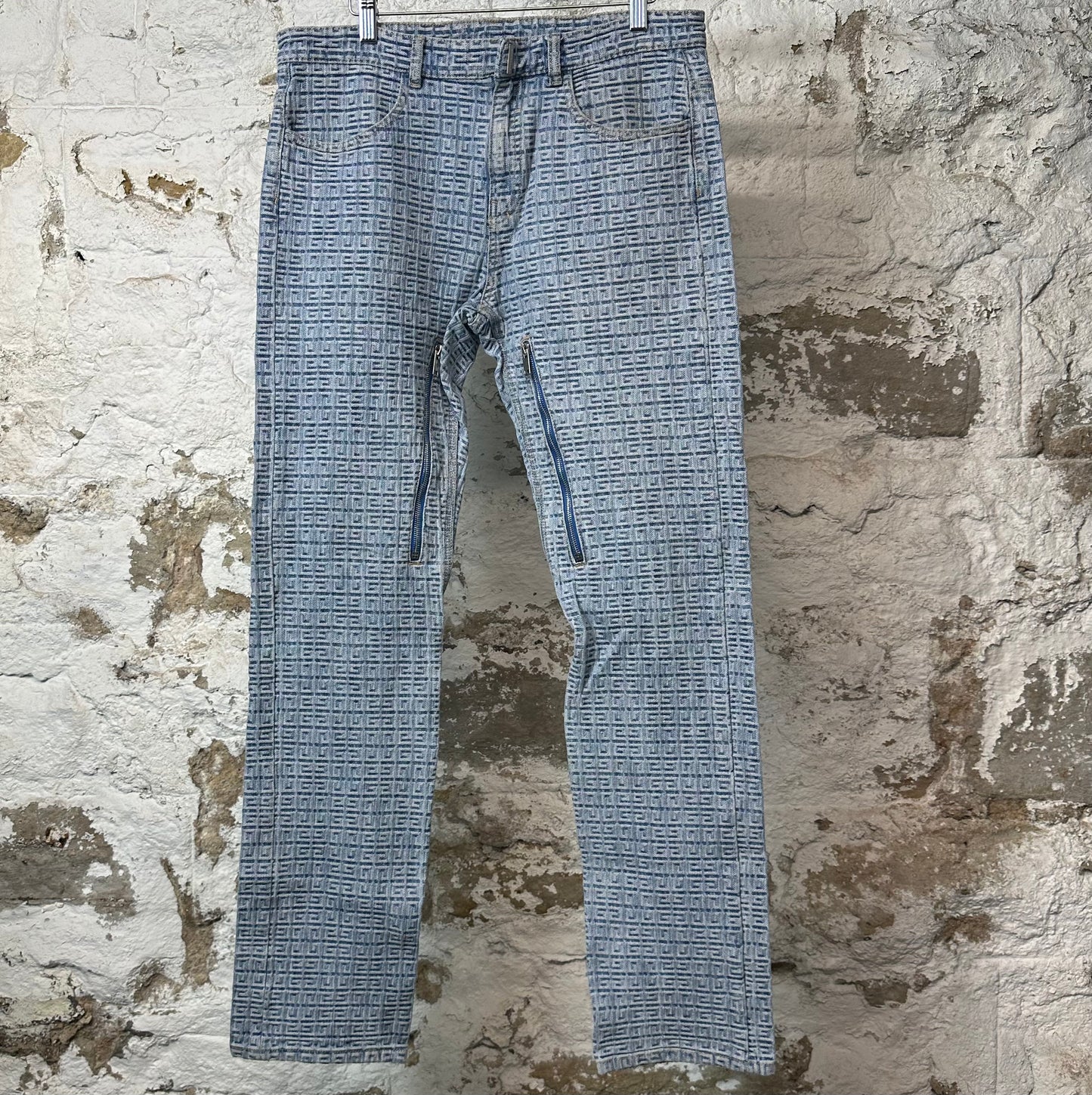 Givenchy Blue Monogram Zipper Denim Jeans Sz 31