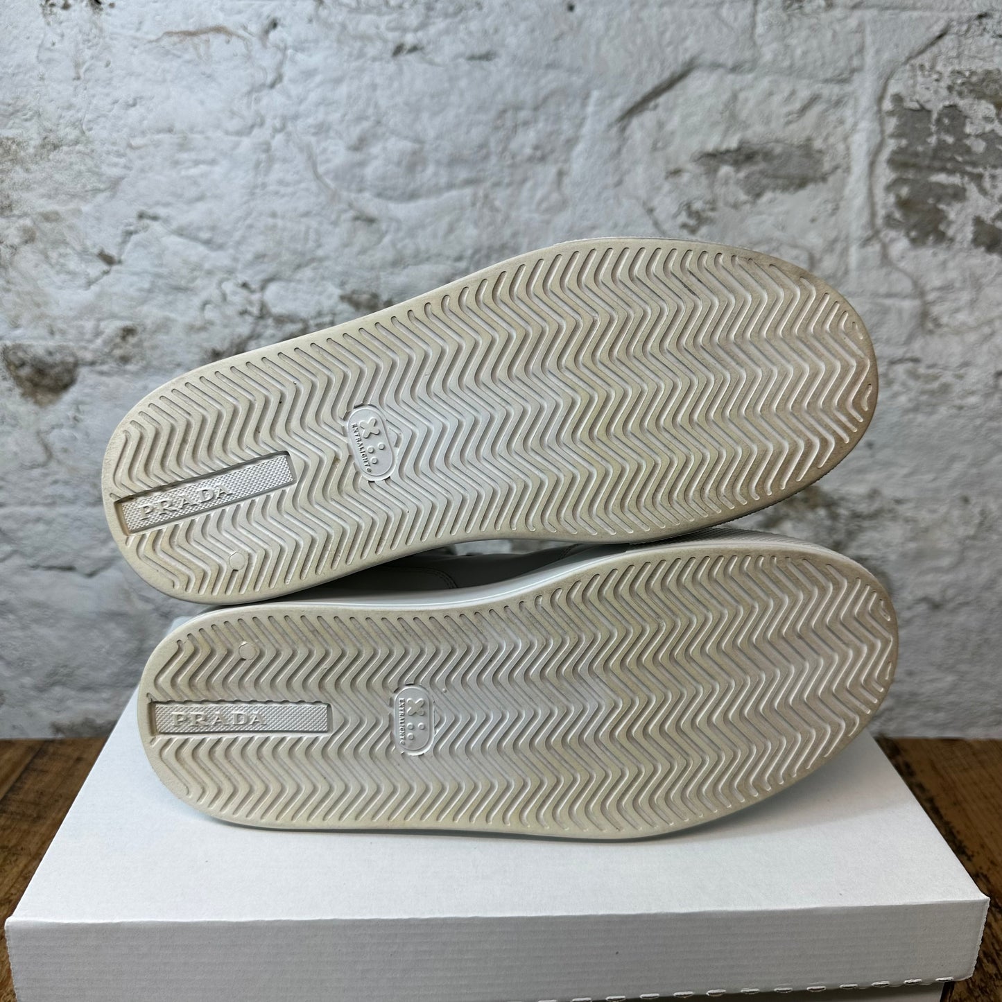 Prada Milano White Leather High Top Sz 7.5 No Box