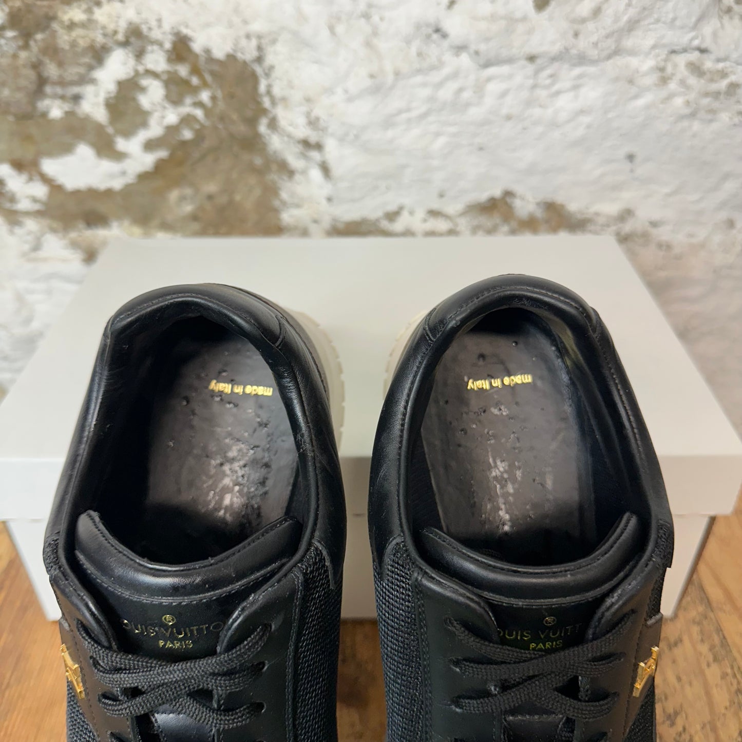 Louis Vuitton Black Brown Monogram Runaway Sneaker Sz 8.5 (7LV) No Box