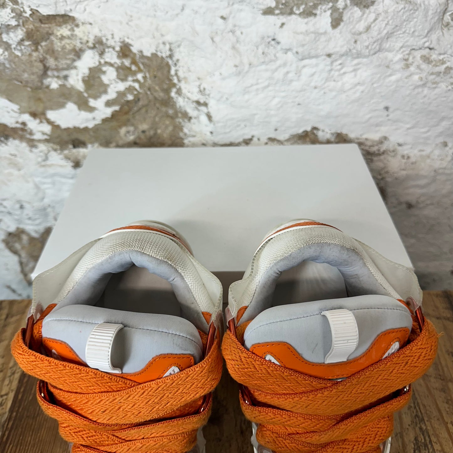 Lanvin Curb Orange Lace White Orange Sneaker Sz 6.5 (39) No Box