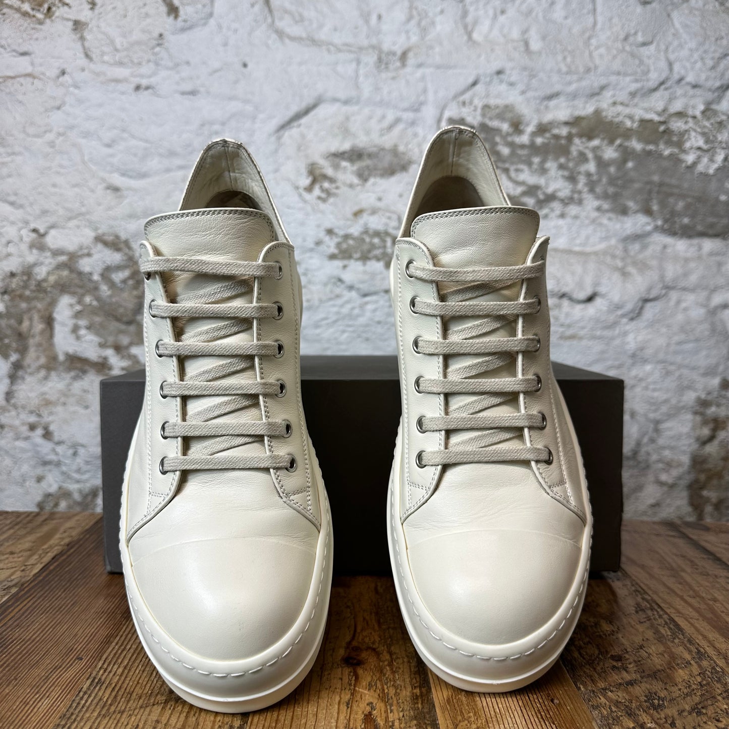 Rick Owens Triple Milk Leather Sneaker Sz 11 (44)