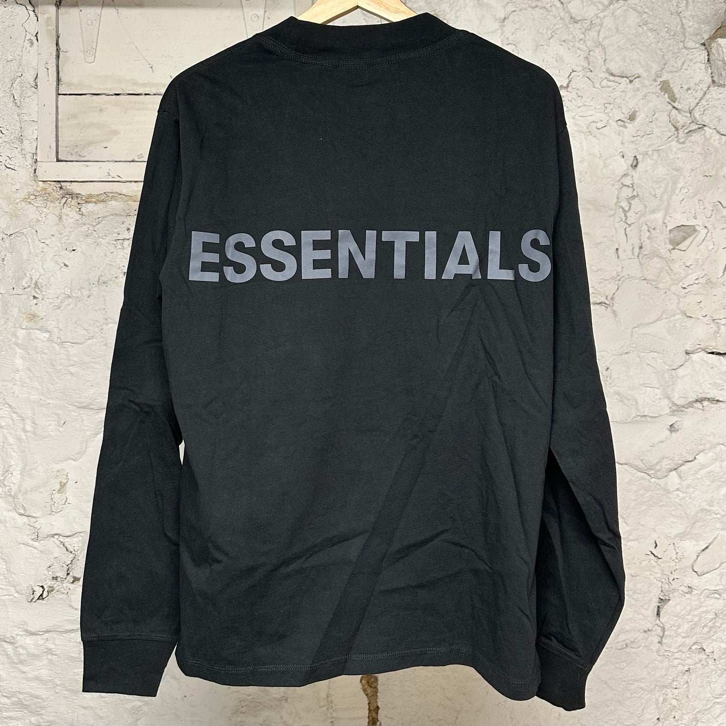 Fear of God Essentials Back Spellout Black L/S T-Shirt Sz S