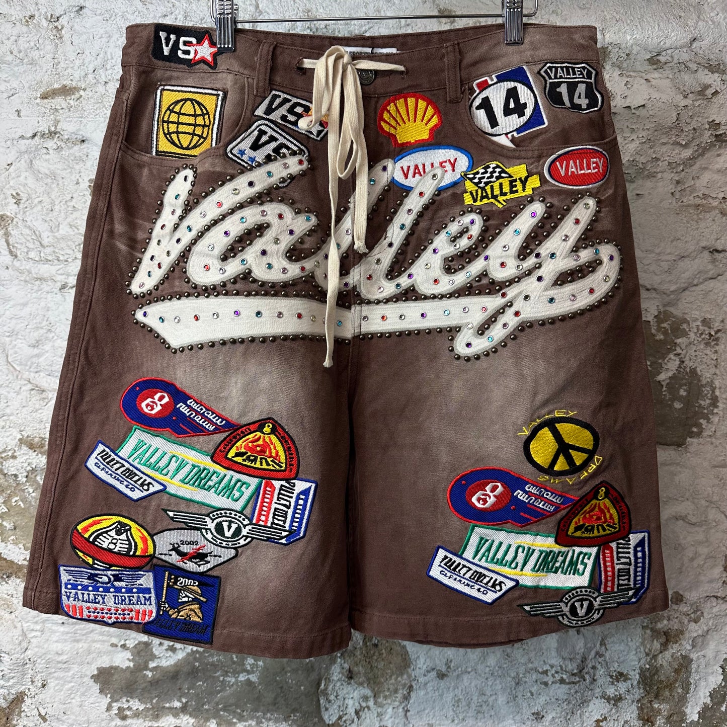 Vale Patched 1980's Brown Jean Shorts Sz 32
