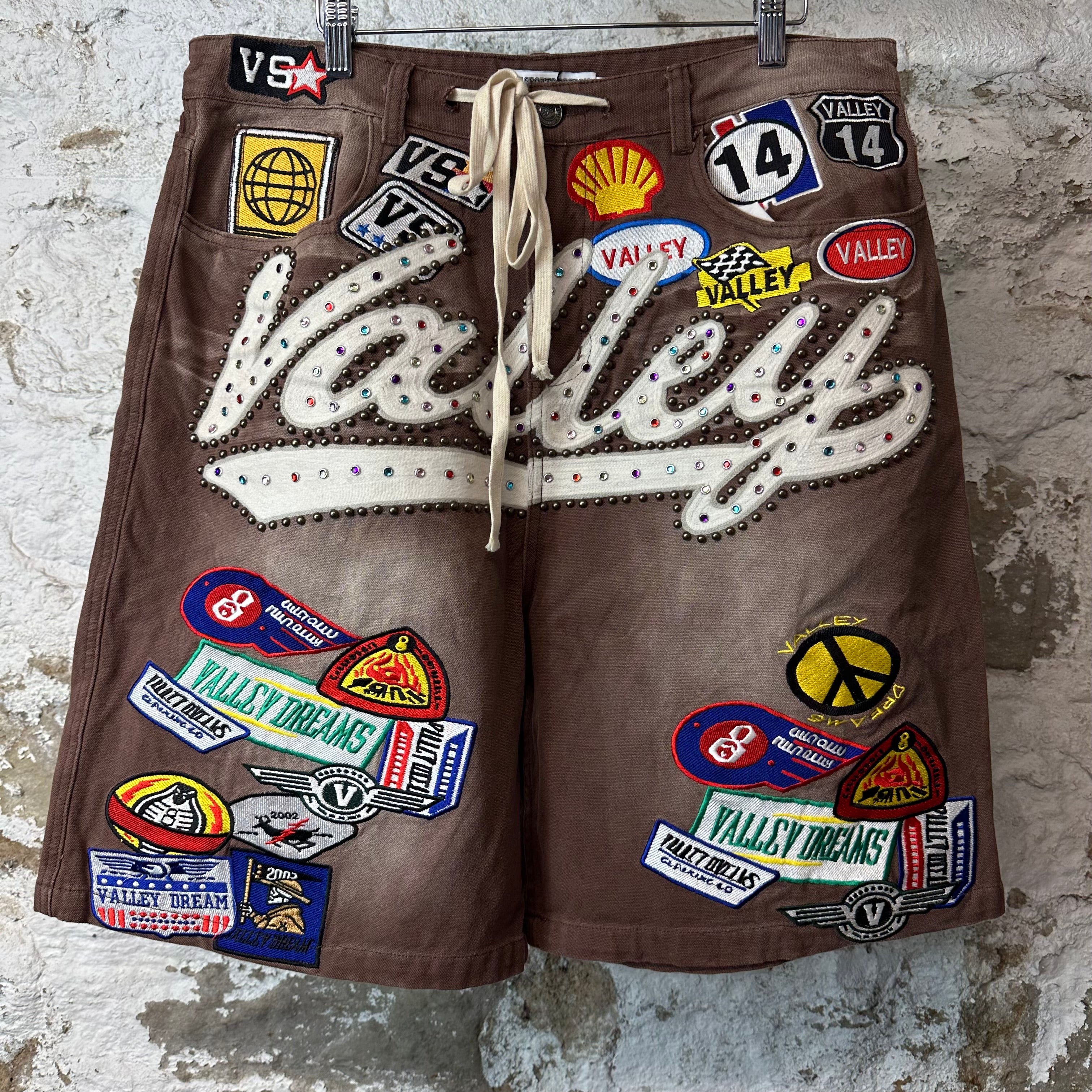 Vale Patched 1980's Brown Jean Shorts Sz 32