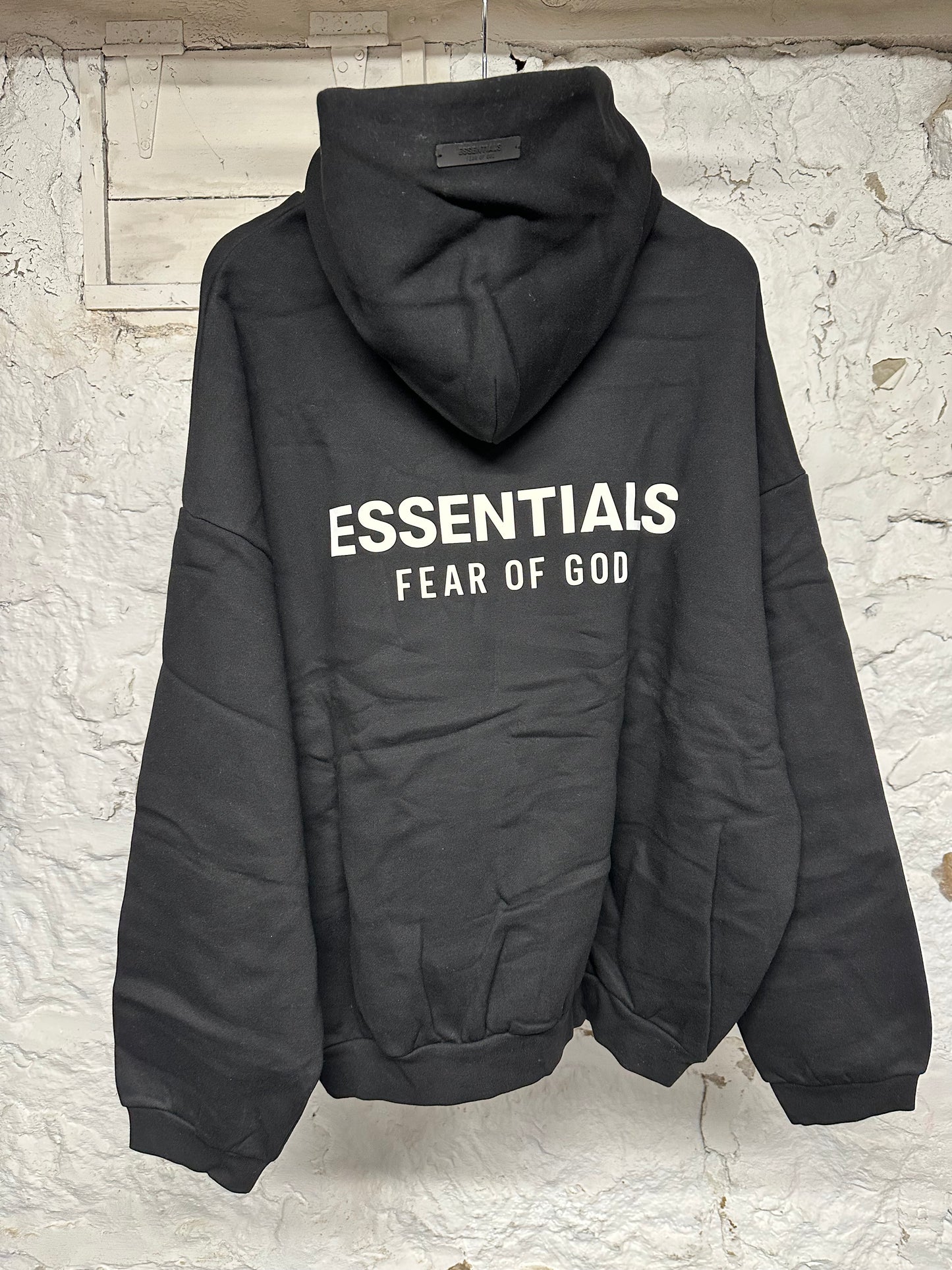 Fear of God Essentials Black Classic Logo Hoodie Sz L DS