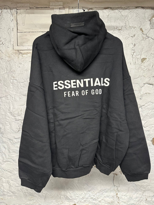 Fear of God Essentials Black Classic Logo Hoodie Sz L DS
