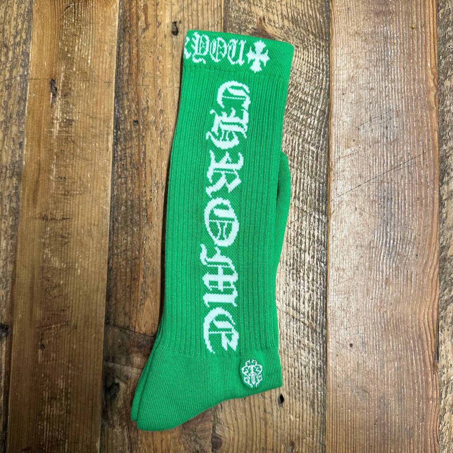 Chrome Hearts Spellout Green Socks DS