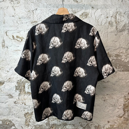 Amiri White Skull Black Button Up Shirt Sz S