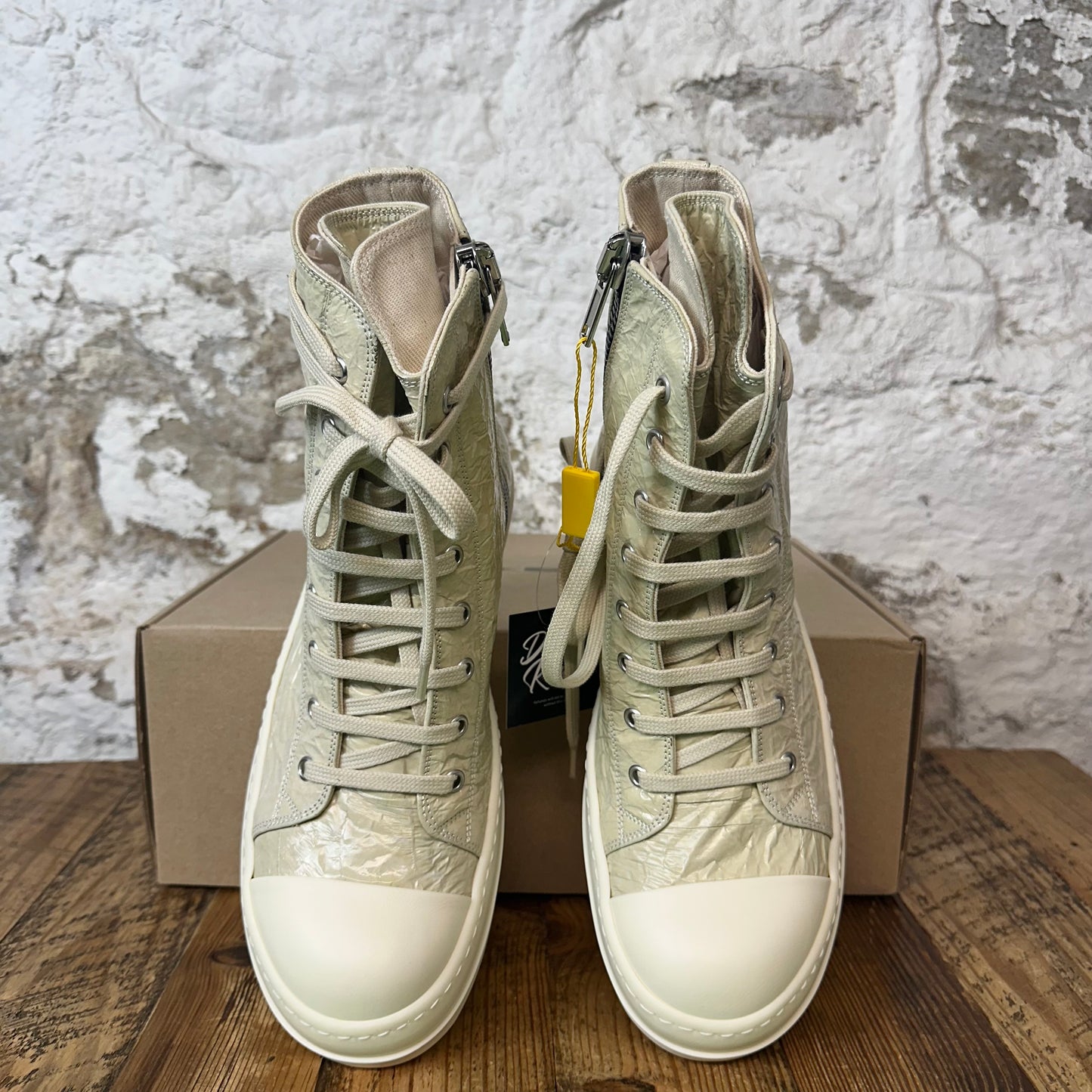 Rick Owens Parchment Milk High Top Sneaker
