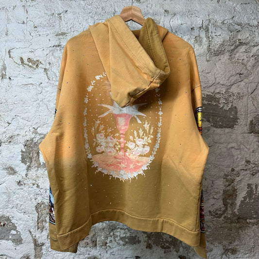 Who Decides War Stained Glass Crystal Hoodie Tan Sz S