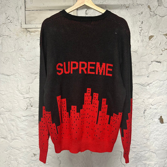 Supreme New York Knit Crewneck Black Red Sz L