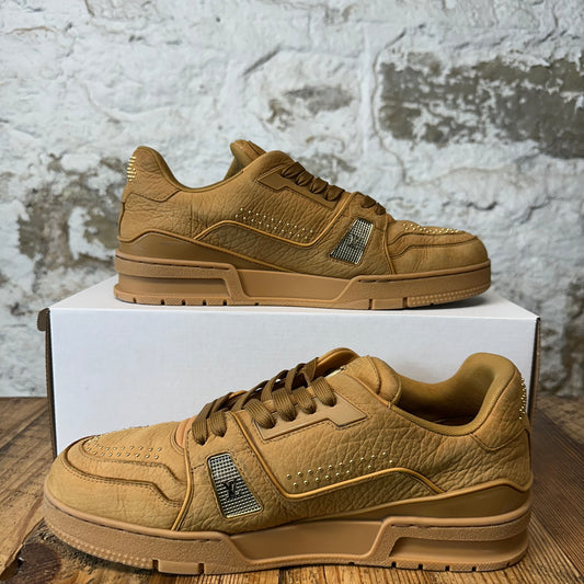 Louis Vuitton Brown Leather Studded Trainer Sneaker Sz 10 (8.5LV)