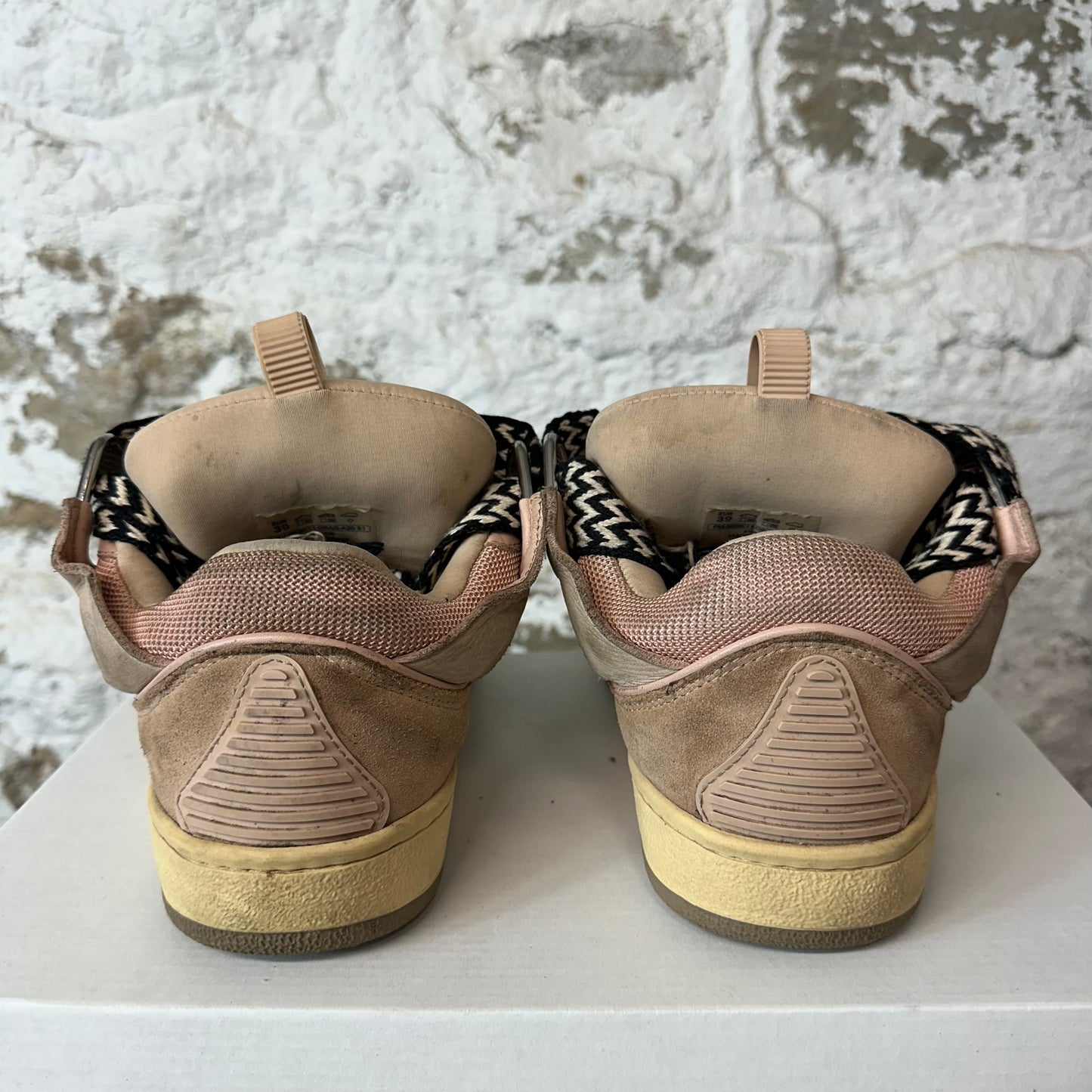 Lanvin Curb Black White Lace Pink Sneaker Sz 6.5 (39) No Box