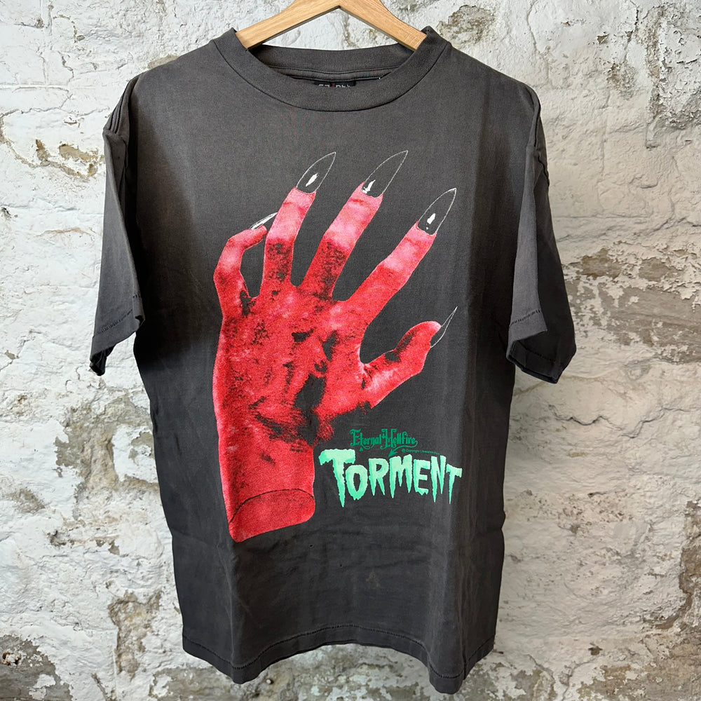 Saint Michael Devil Hand T-shirt Black Sz L DS