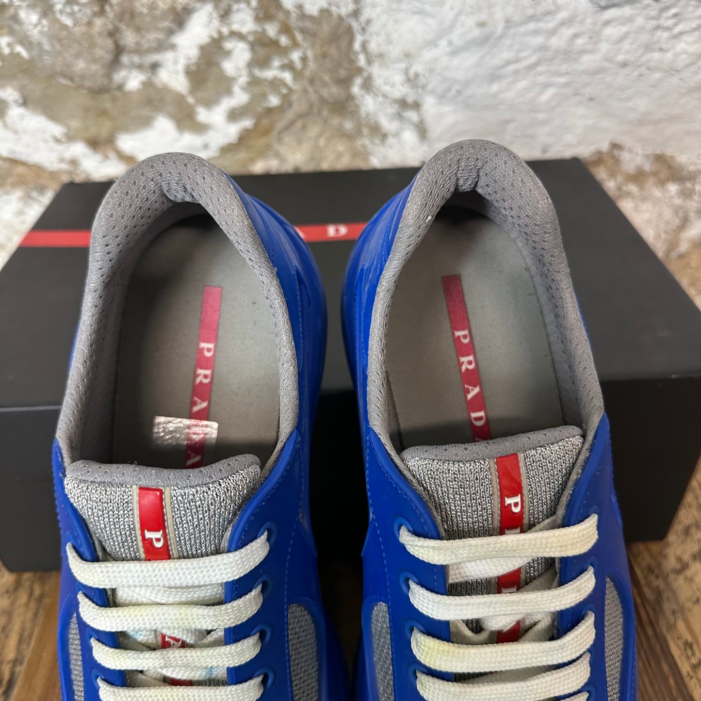 Prada Americas Cup Blue Rubber Sneaker Sz 8 (41)