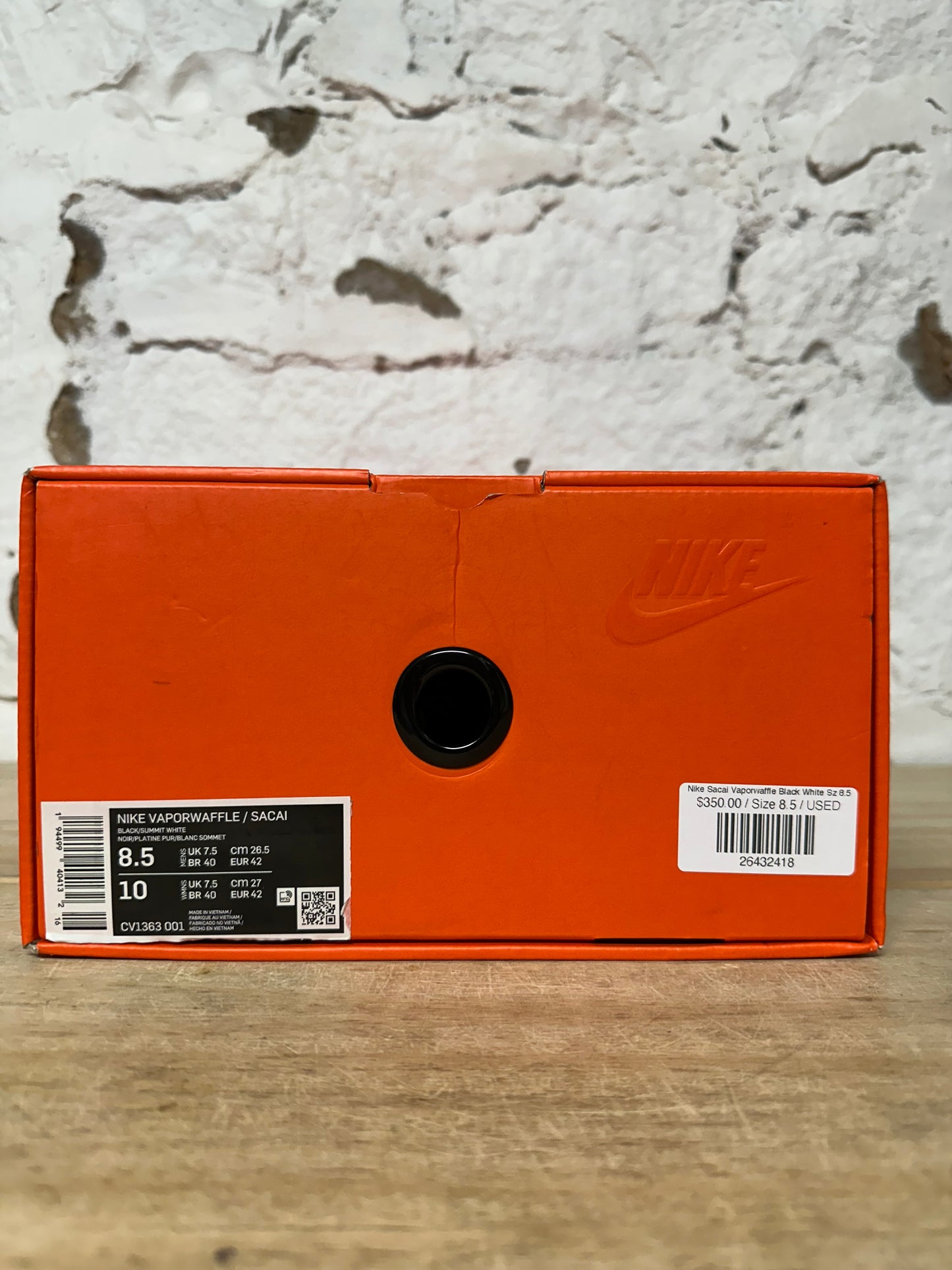 Nike Vaporwaffle Sacai Black White Sz 8.5