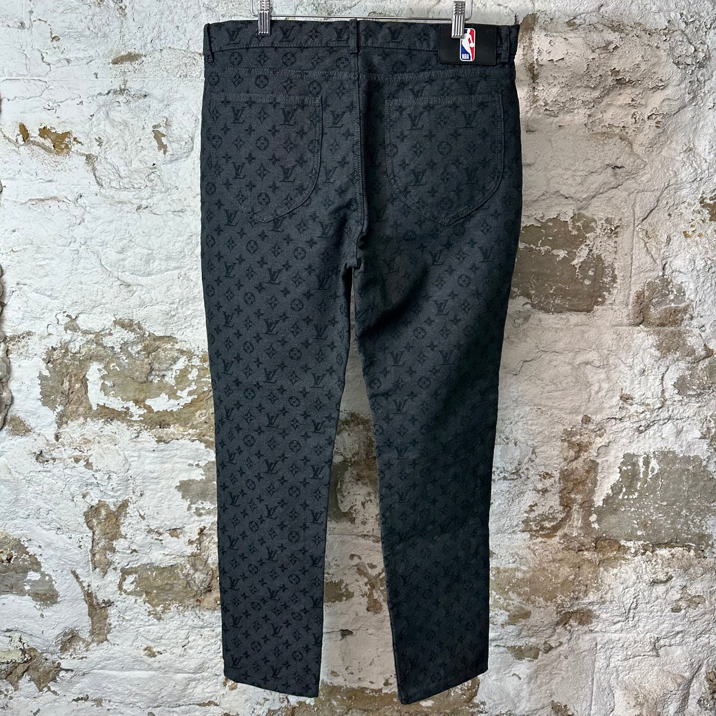 Louis Vuitton NBA Black Monogram Dark Grey Jeans Sz 34