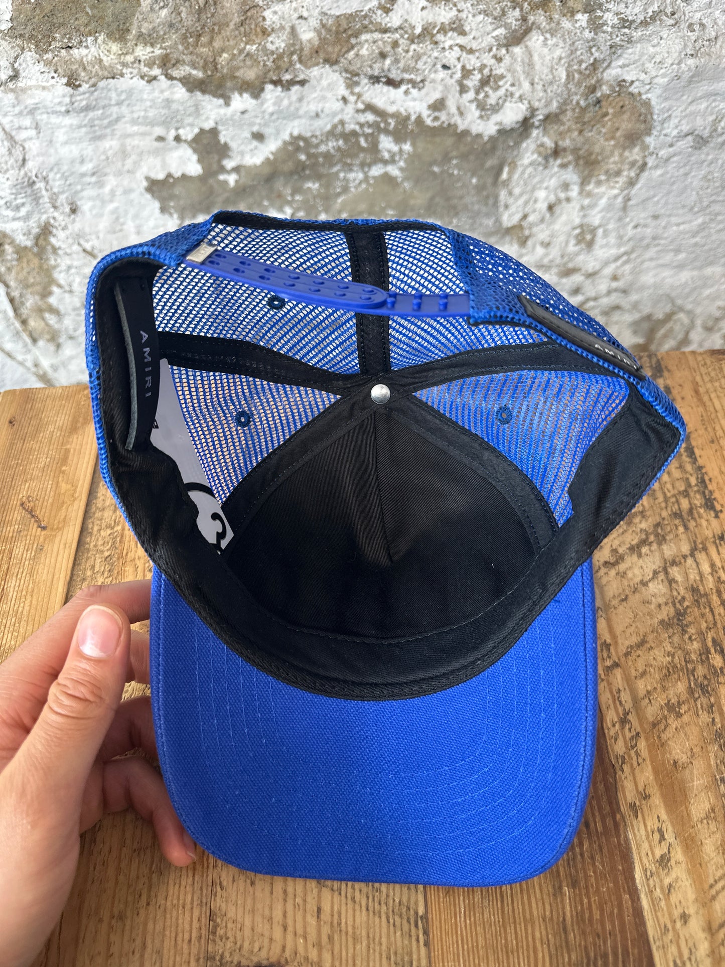 Amiri Drip Spell Blue Trucker Hat