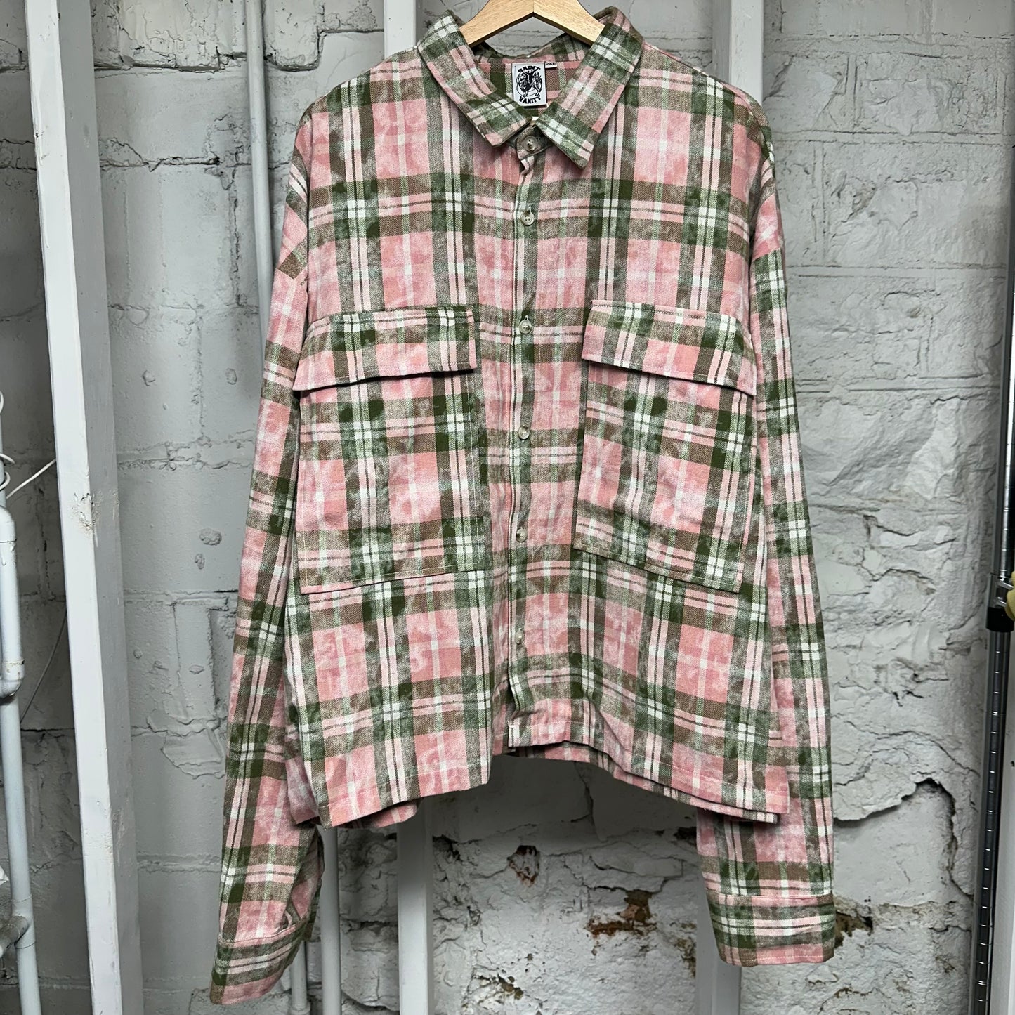 Saint Vanity Pink Green Flannel Sz 2XL DS