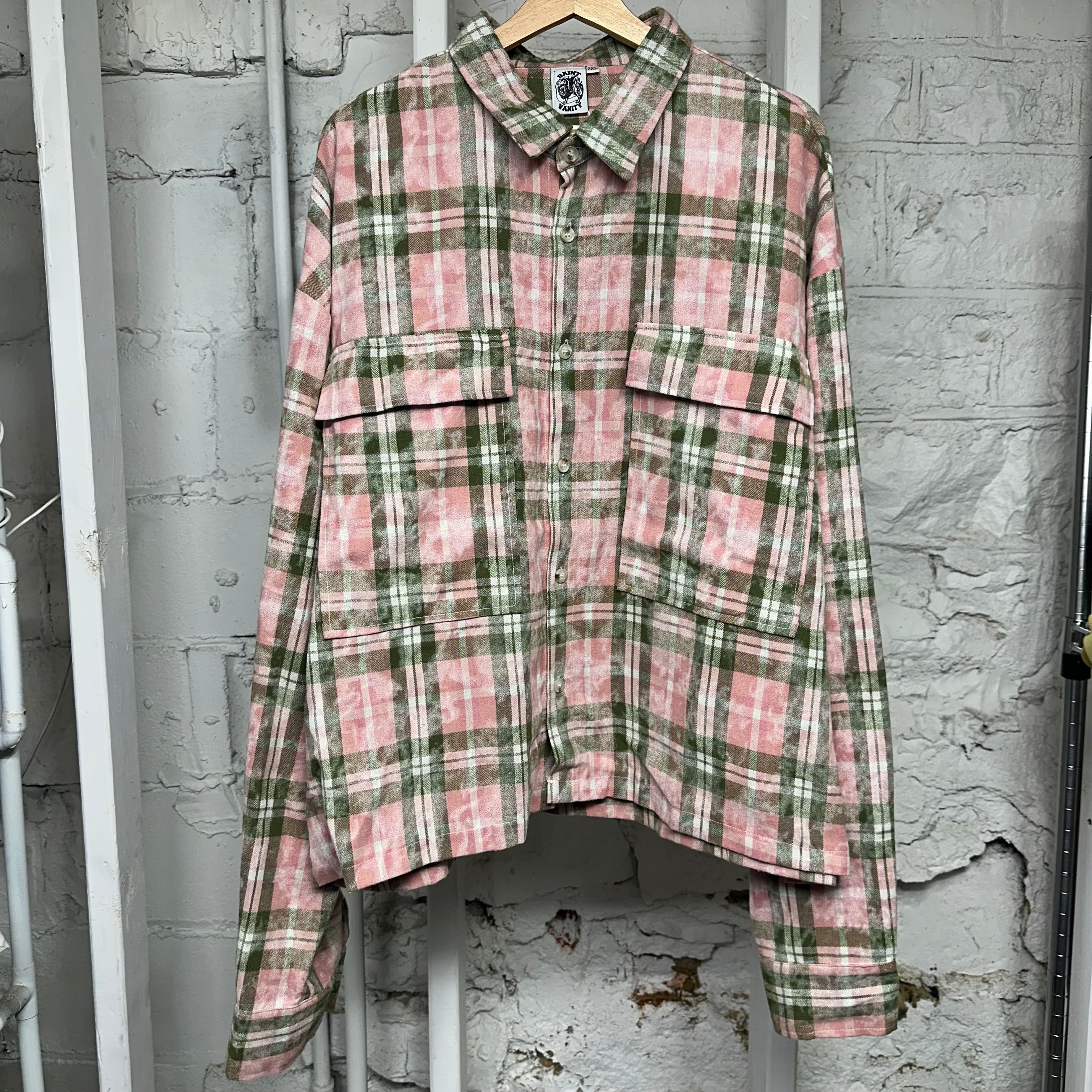 Saint Vanity Pink Green Flannel Sz 2XL DS